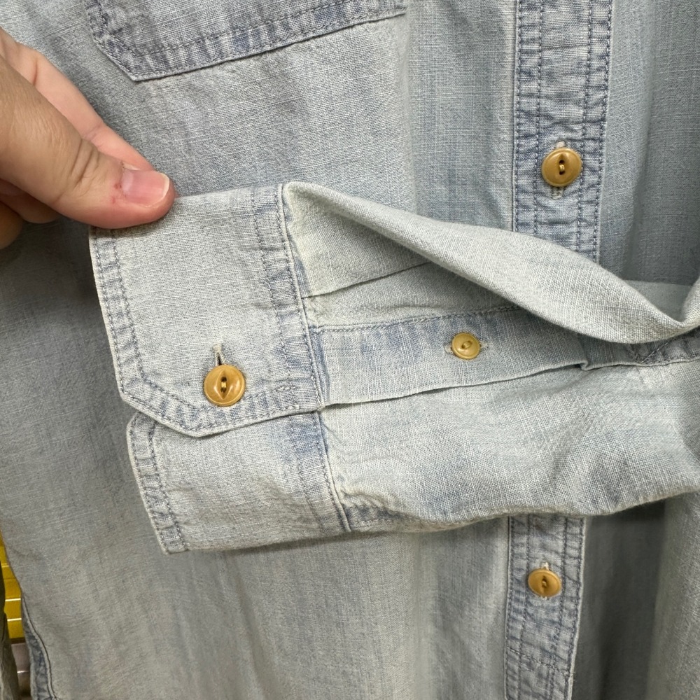 Outerknown Womens Light Wash Blue Chambray Button Down Shirt Small S P - Picture 4 of 5